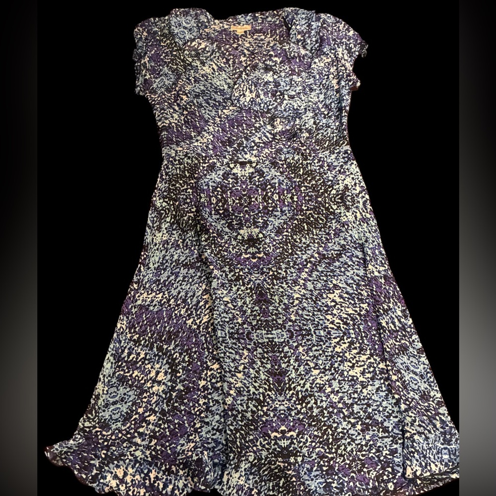 dressbarn Purple and White Patterned Mini Dress